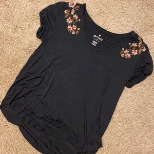 American Eagle Embroidered Floral Soft Top